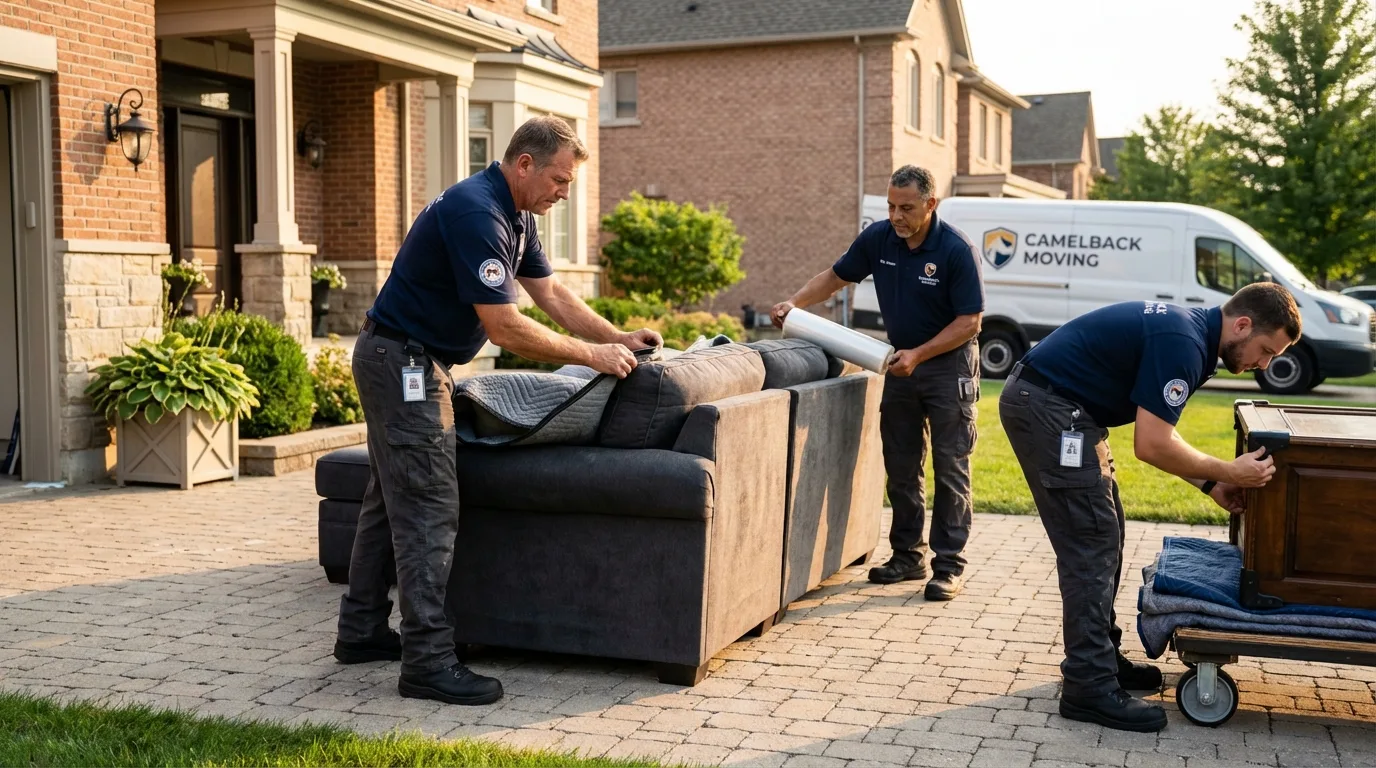 Large estate moving crew wrapping furniture in Hominy, OK