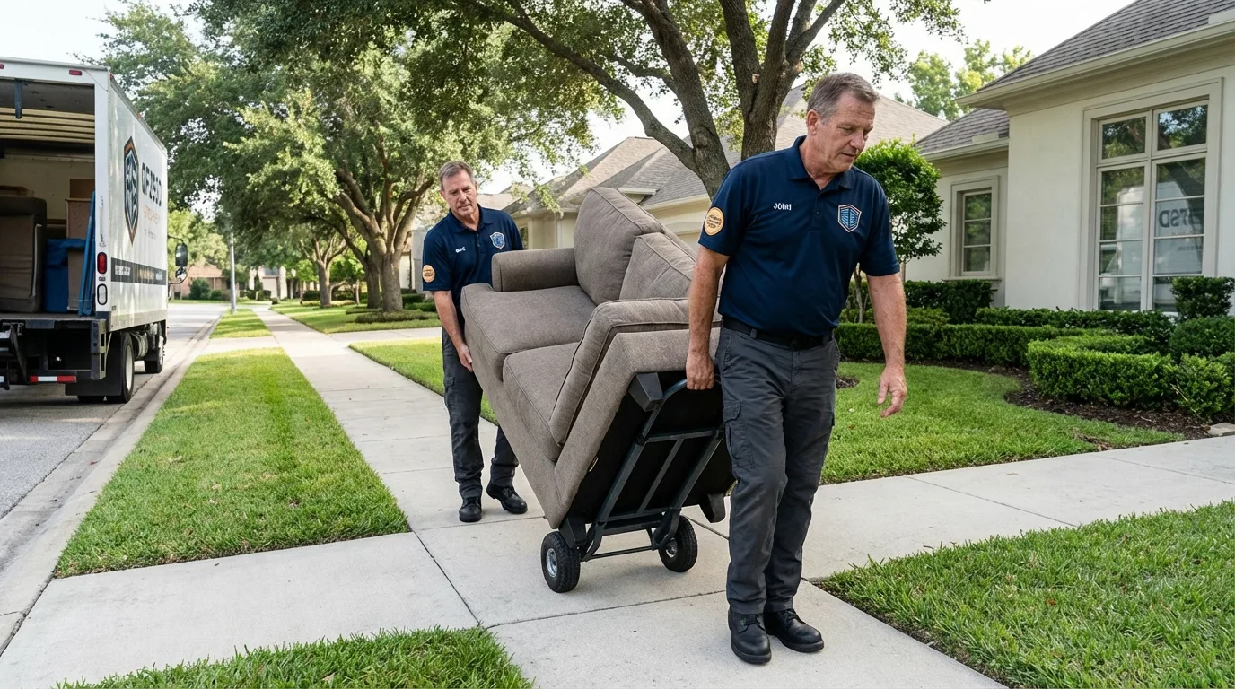 Local residential moving crew loading furniture in Hominy, OK